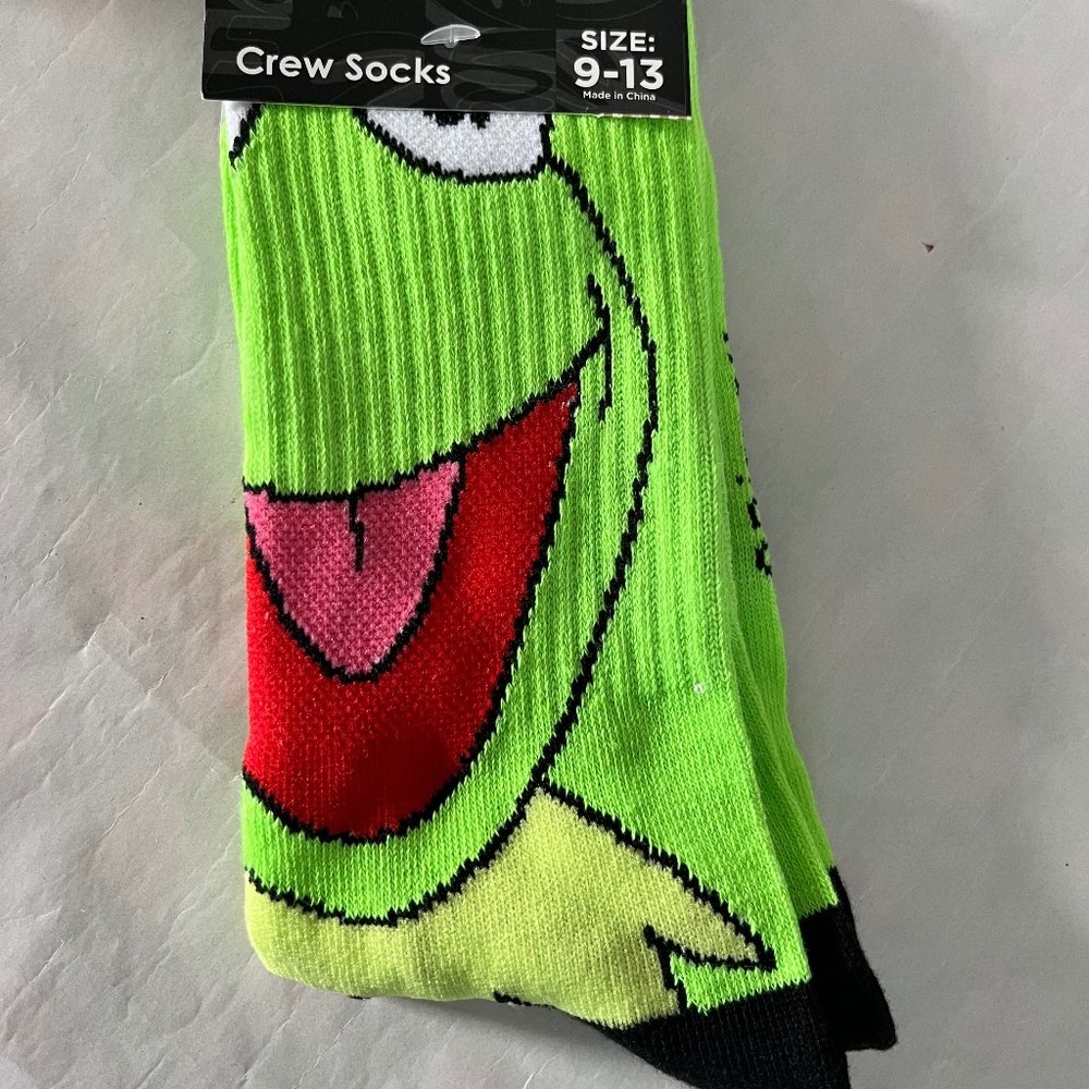 Disney Kermit the Frog Muppets Crew Socks St Patrick's Day 9-13 New
